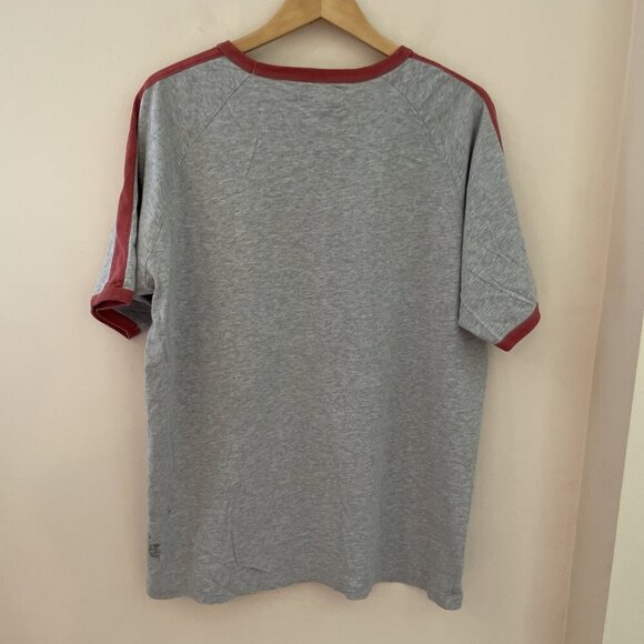 Vintage Y2K American Eagle Ringer T-Shirt Men's XL Gray Orange Raglan Sleeves - Picture 4 of 9